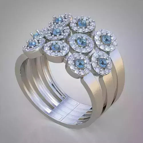 Diamond ring 0598 3D printable model 3D print model