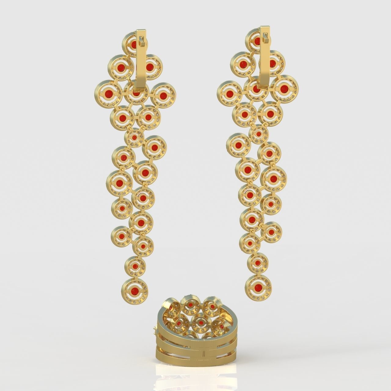 Ring and Earring Set 3D printable model 0105 3D Model Collection_6