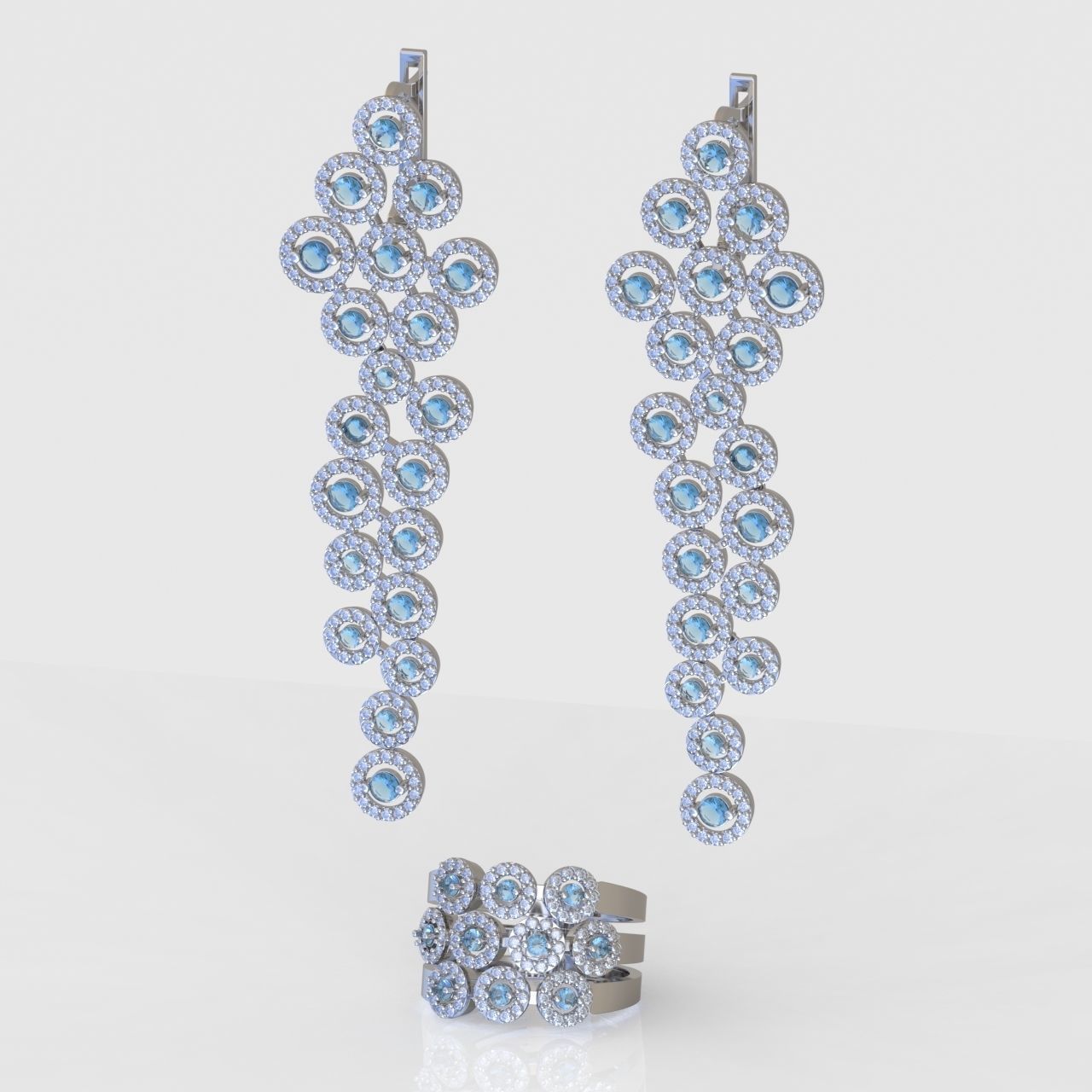 Ring and Earring Set 3D printable model 0105 3D Model Collection_12