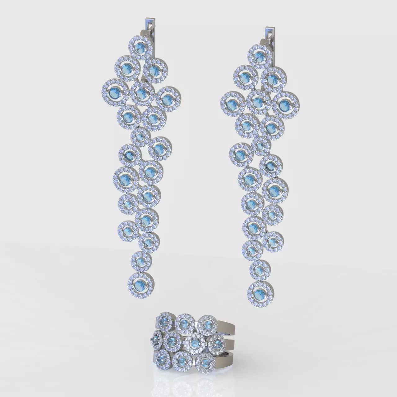 Ring and Earring Set 3D printable model 0105 3D Model Collection_0