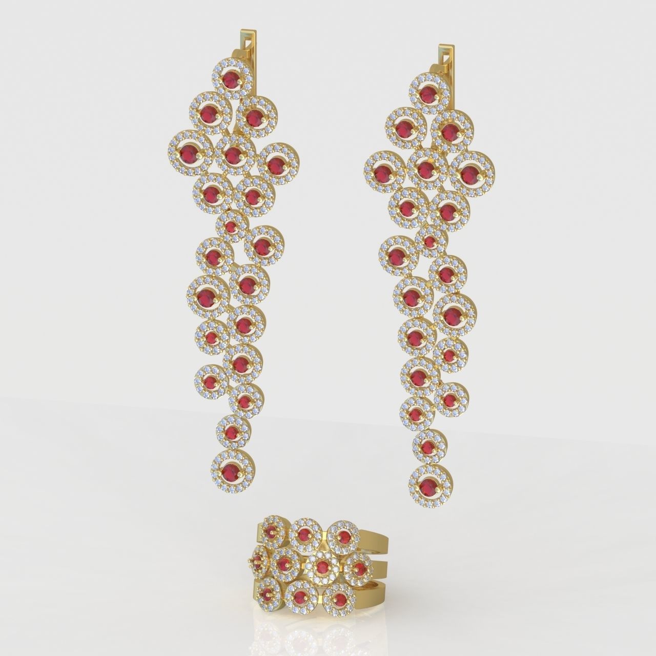 Ring and Earring Set 3D printable model 0105 3D Model Collection_7