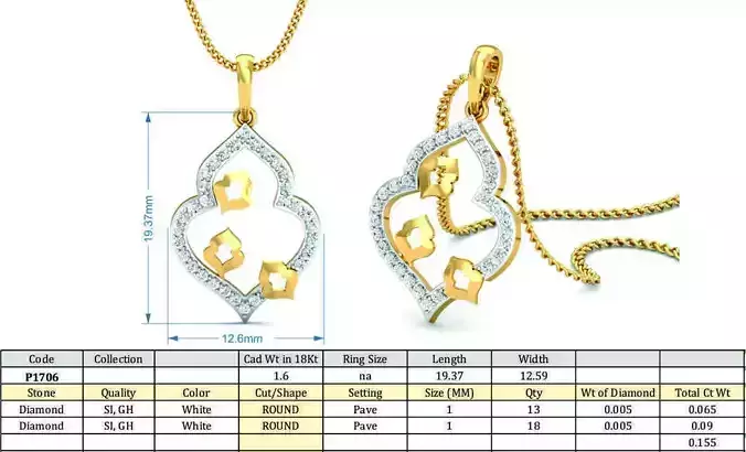 Diamond Solitaire Necklaces Set With Ring 3D Print Model