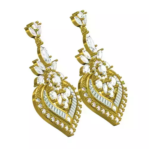 Heart Shape Multi Diamond Stud Earring