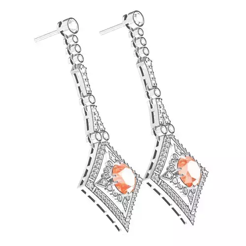 Art Deco Orange Diamond Earring 3D print model