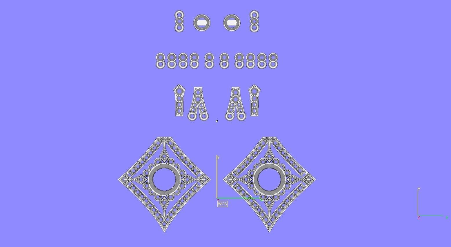 Art Deco Orange Diamond Earring 3D print model_13