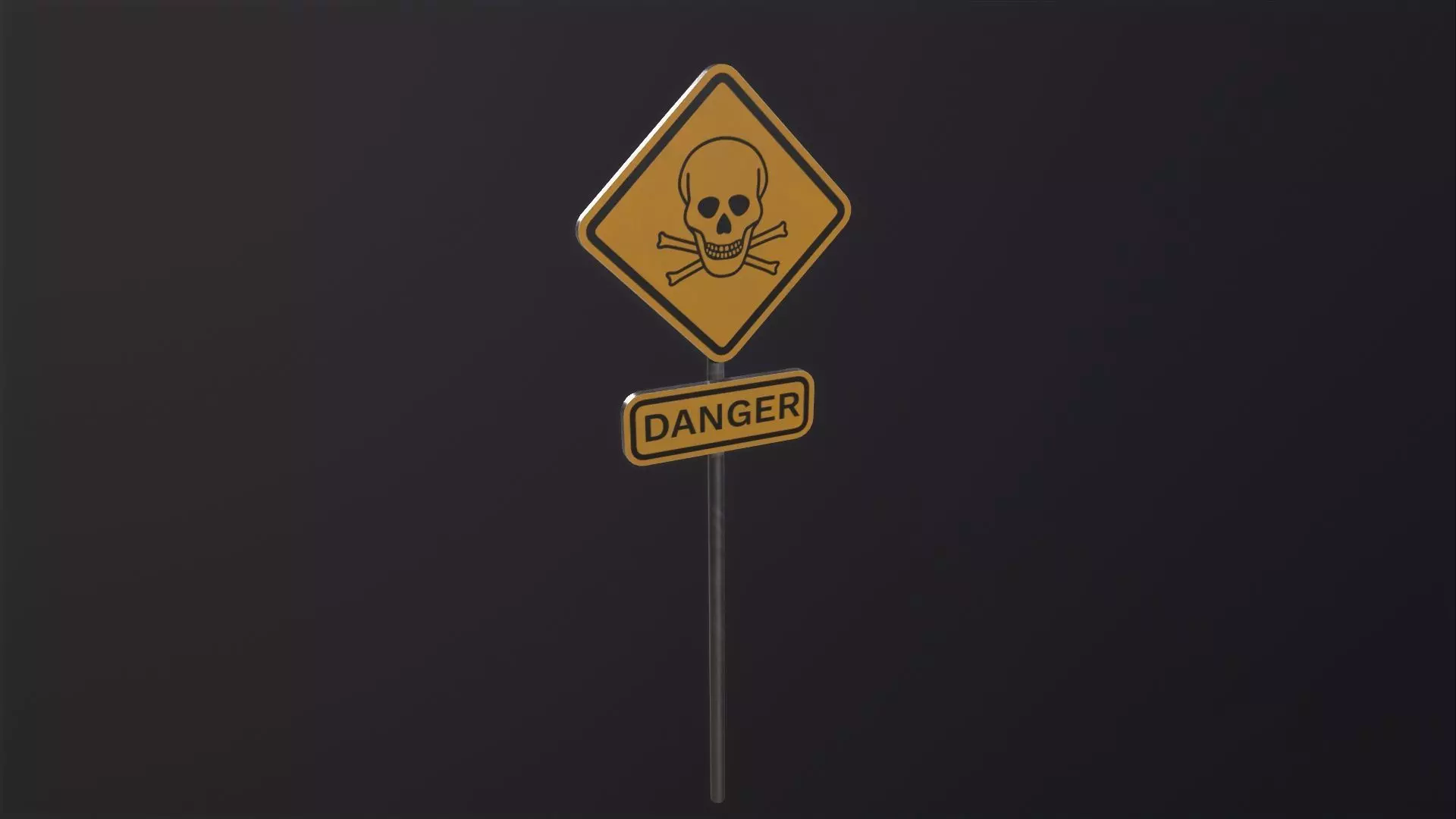 Danger Sign 3D Model Low-poly 3D model_0