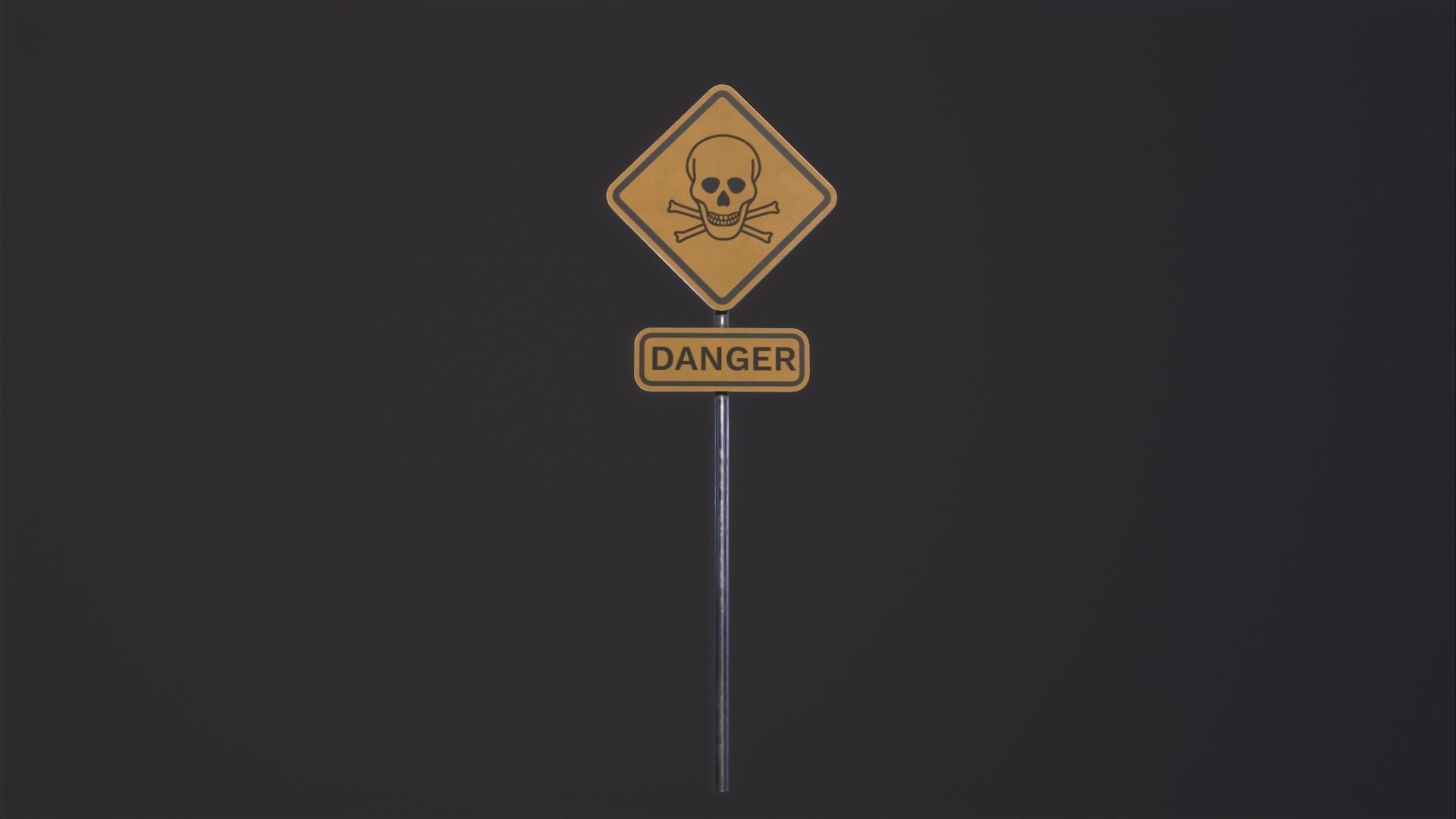 Danger Sign 3D Model Low-poly 3D model_3