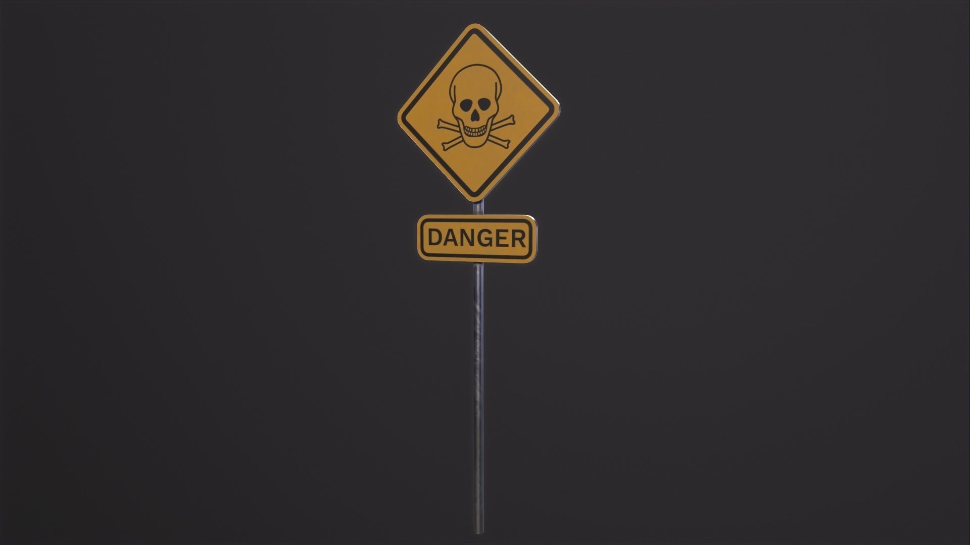 Danger Sign 3D Model Low-poly 3D model_2