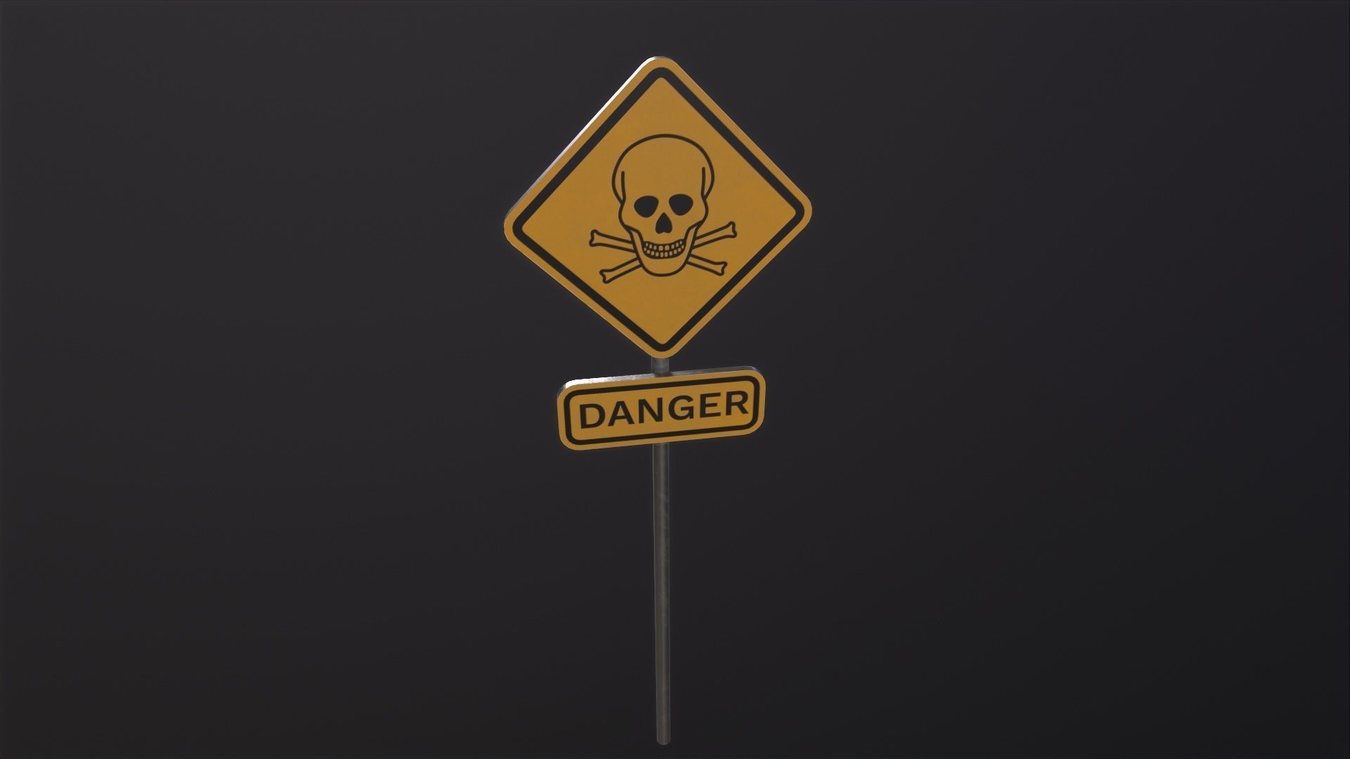 Danger Sign 3D Model Low-poly 3D model_4