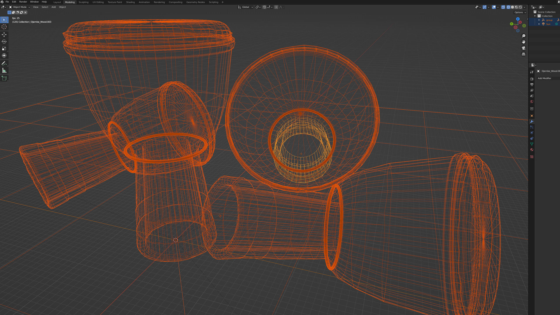 Djembe African hand drums Low-poly 3D model_5