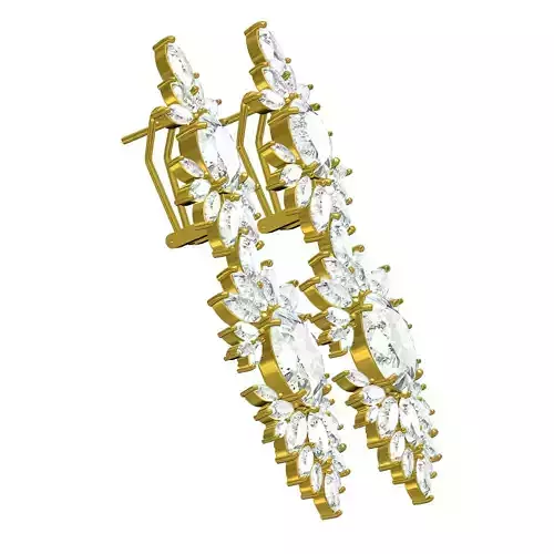 Marquise and Oval Stone Long Dangle Earring