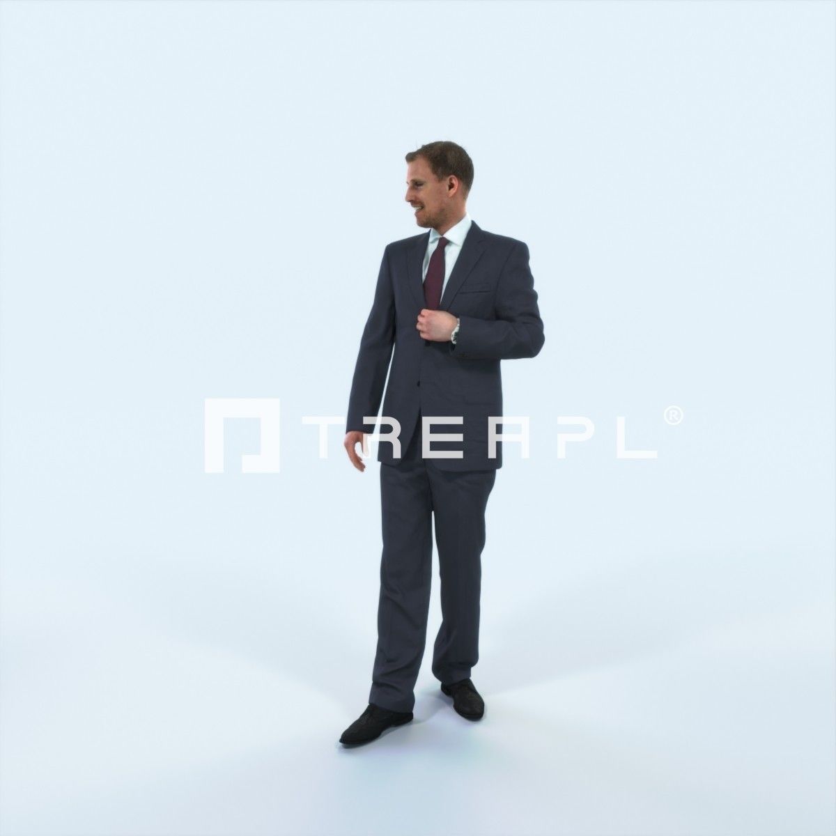 Mistery 09I Listening Elegant Business Man Low-poly 3D model_5