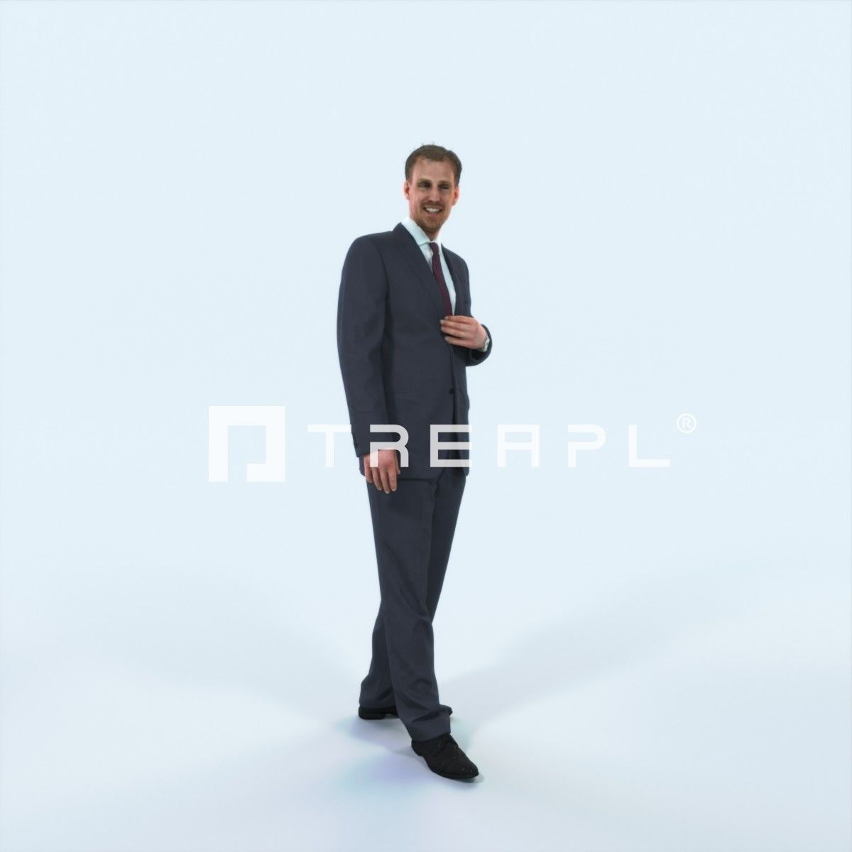 Mistery 09I Listening Elegant Business Man Low-poly 3D model_1