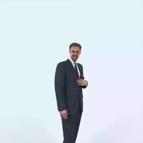 Mistery 09I Listening Elegant Business Man Low-poly 3D model
