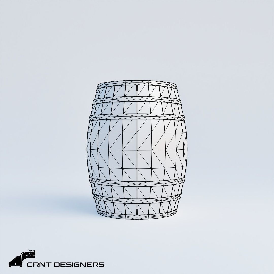 Wine Barrel Low Poly PBR 3D Model Low-poly 3D model_2