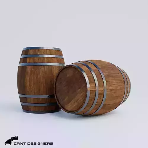 Wine Barrel Low Poly PBR 3D Model