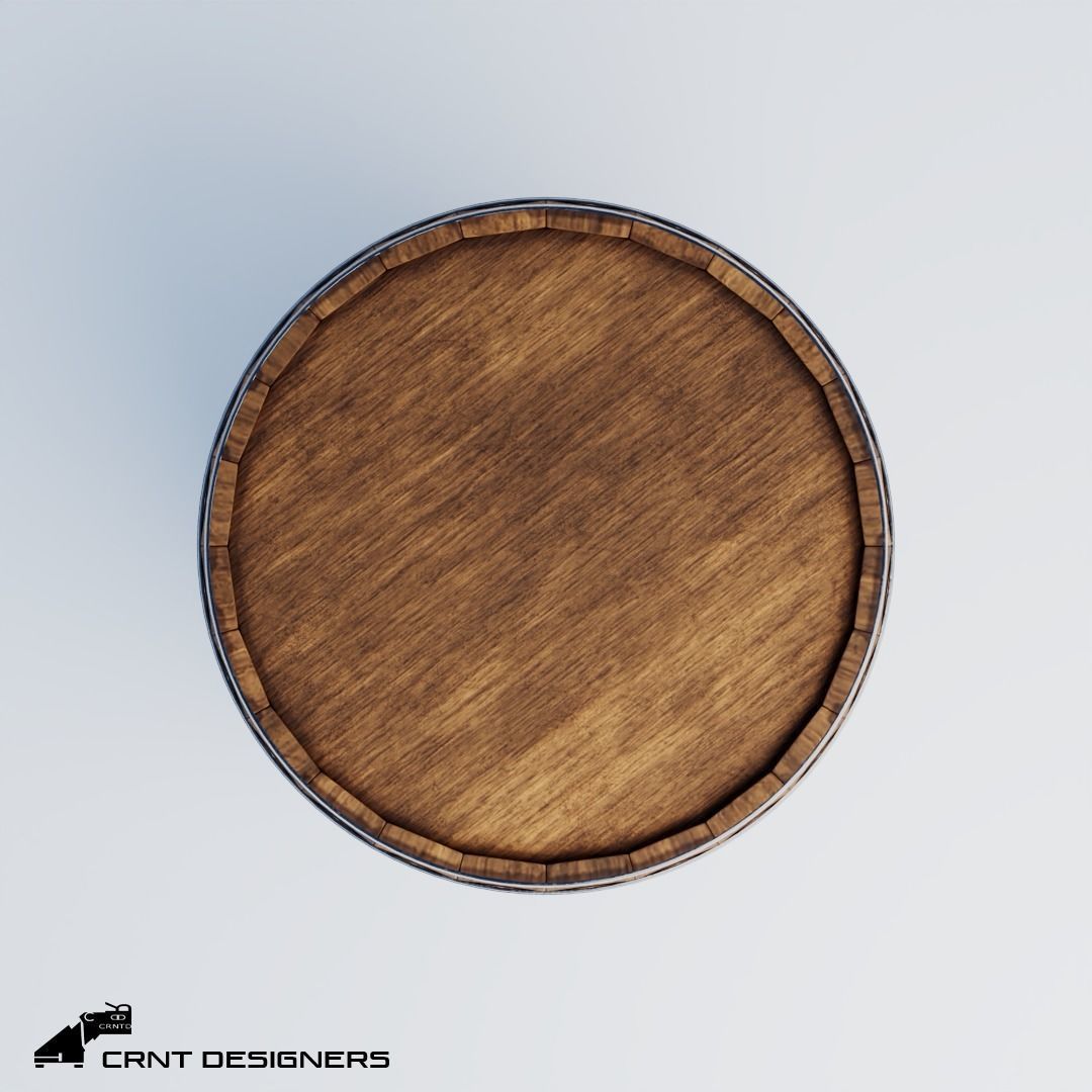 Wine Barrel Low Poly PBR 3D Model Low-poly 3D model_3