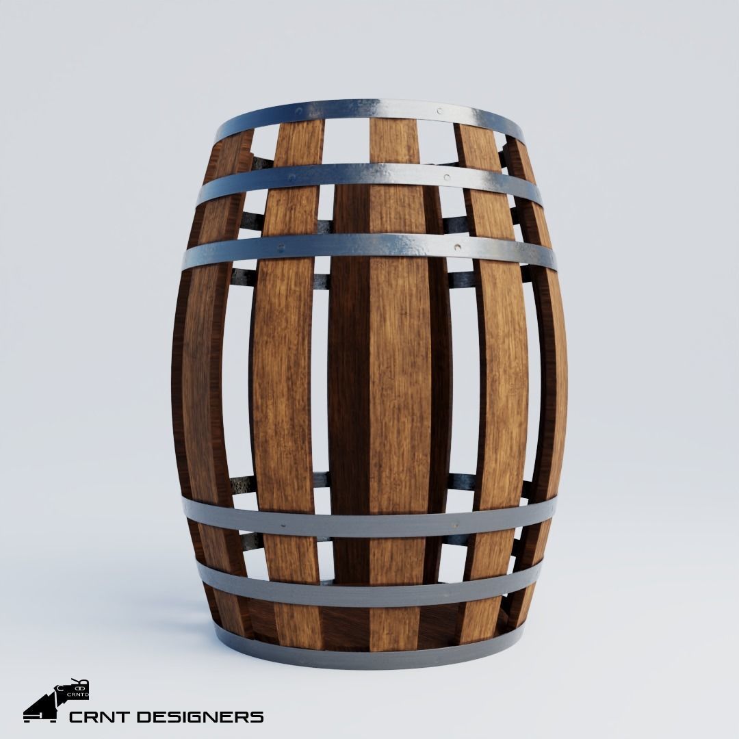 Wine Barrel Low Poly PBR 3D Model Low-poly 3D model_7