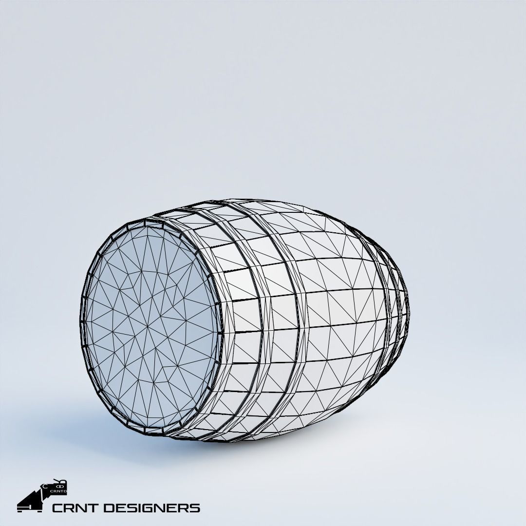 Wine Barrel Low Poly PBR 3D Model Low-poly 3D model_4