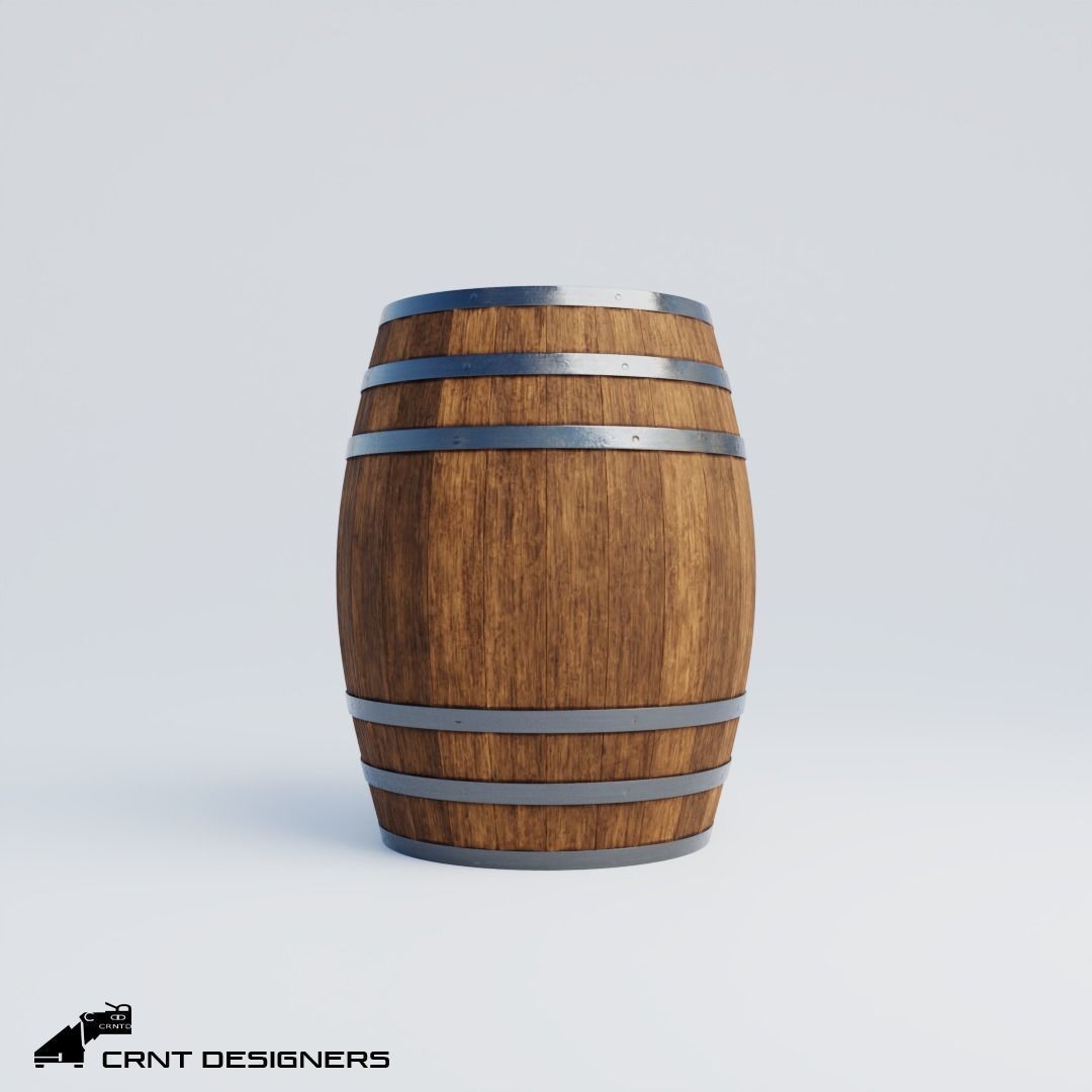 Wine Barrel Low Poly PBR 3D Model Low-poly 3D model_1