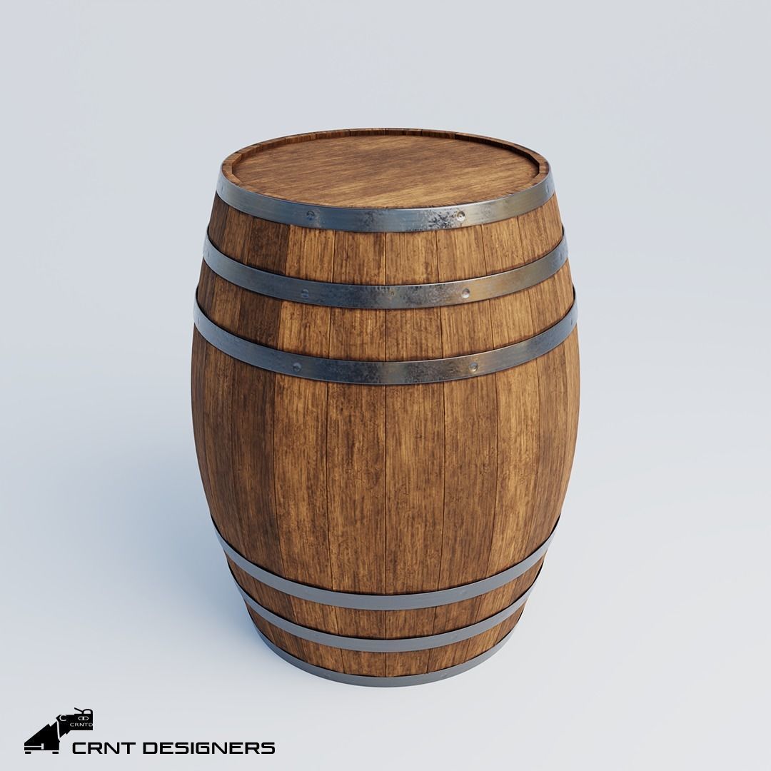 Wine Barrel Low Poly PBR 3D Model Low-poly 3D model_5