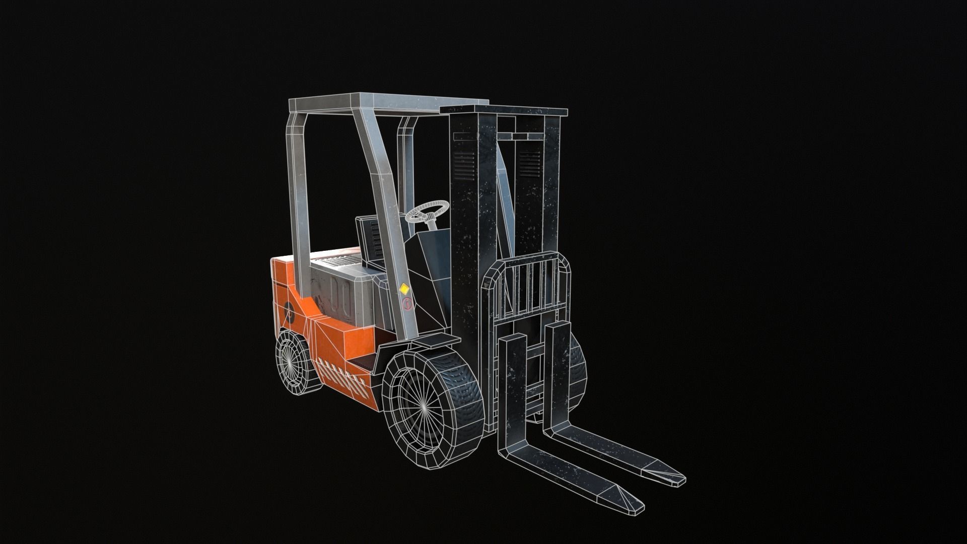 Forklift Low-poly 3D model_3