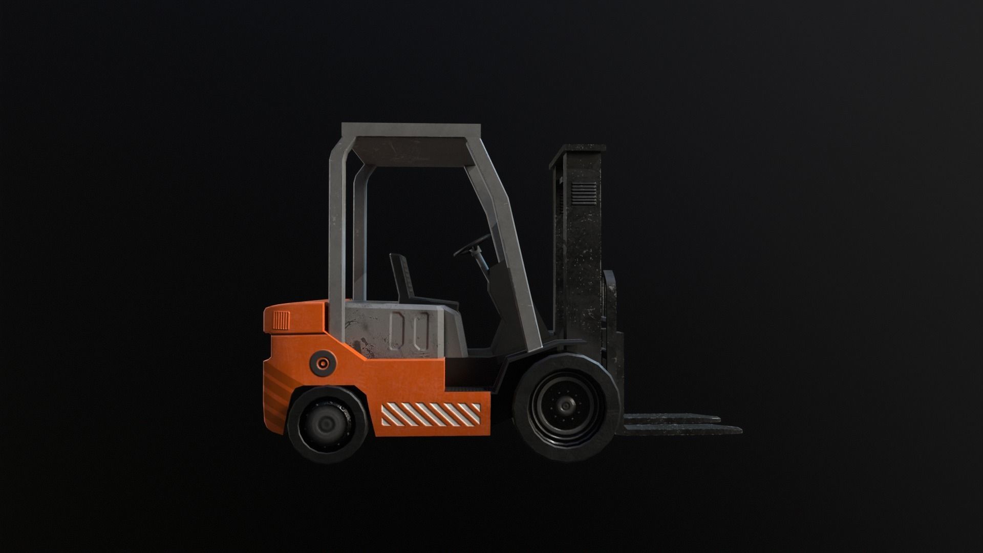 Forklift Low-poly 3D model_2