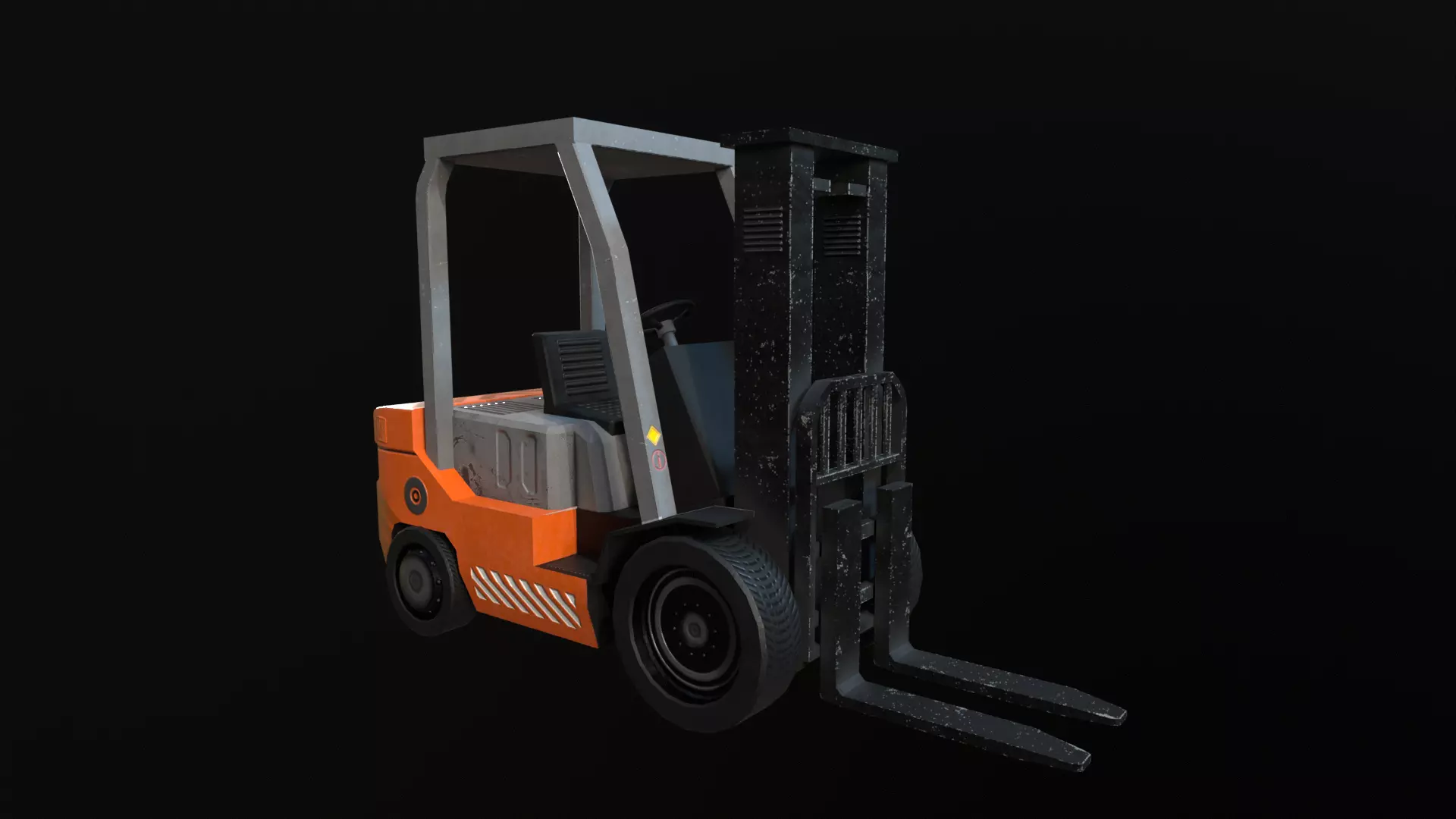 Forklift Low-poly 3D model_0