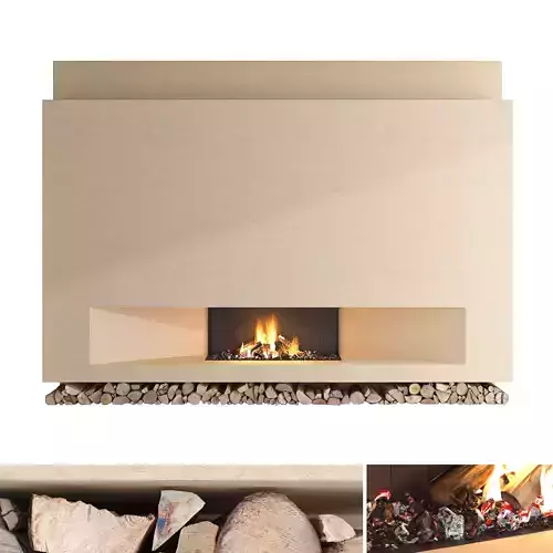 Decorative wall with fireplace set 52