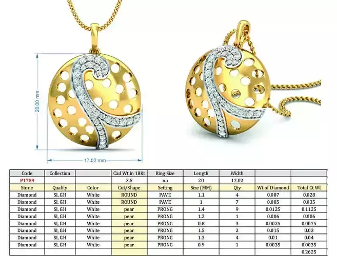 Diamond Solitaire Necklaces Set With Ring 3D Print Model