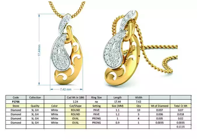 Diamond Solitaire Necklaces Set With Ring 3D Print Model