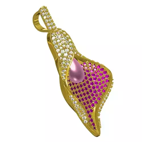 Conch Color Pearl Diamond Pendant