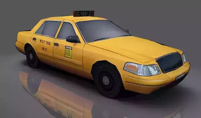 Taxi Low-poly 3D model Game Ready New  Asset  Low-poly 3D model