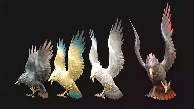 Low Poly Bird 3D Animal Ready for Games 18 Animations Low-poly 3D model
