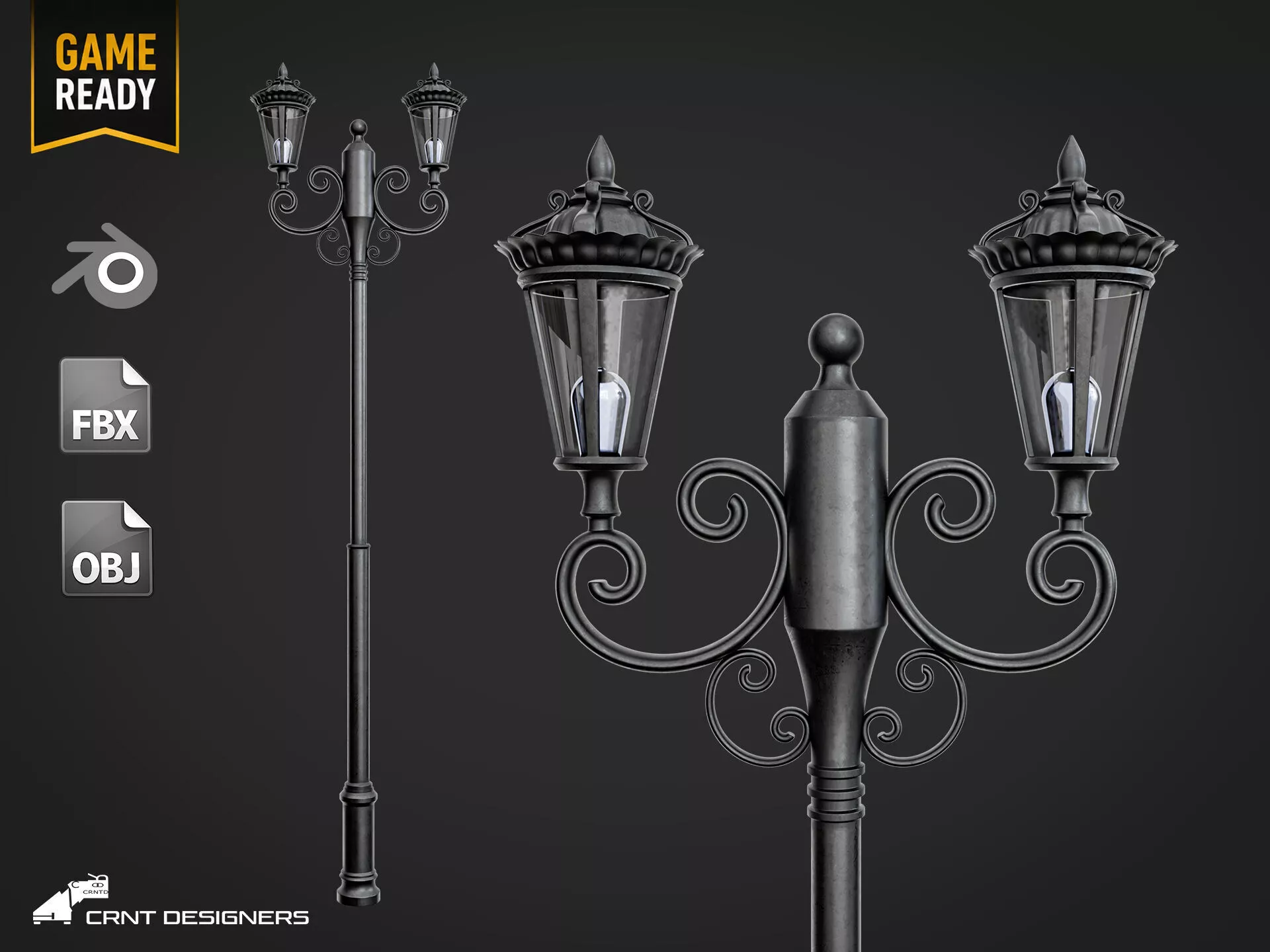 Street Lamp Low Poly PBR 3D Model Low-poly 3D model