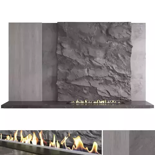 Decorative wall with fireplace set 55 3D model