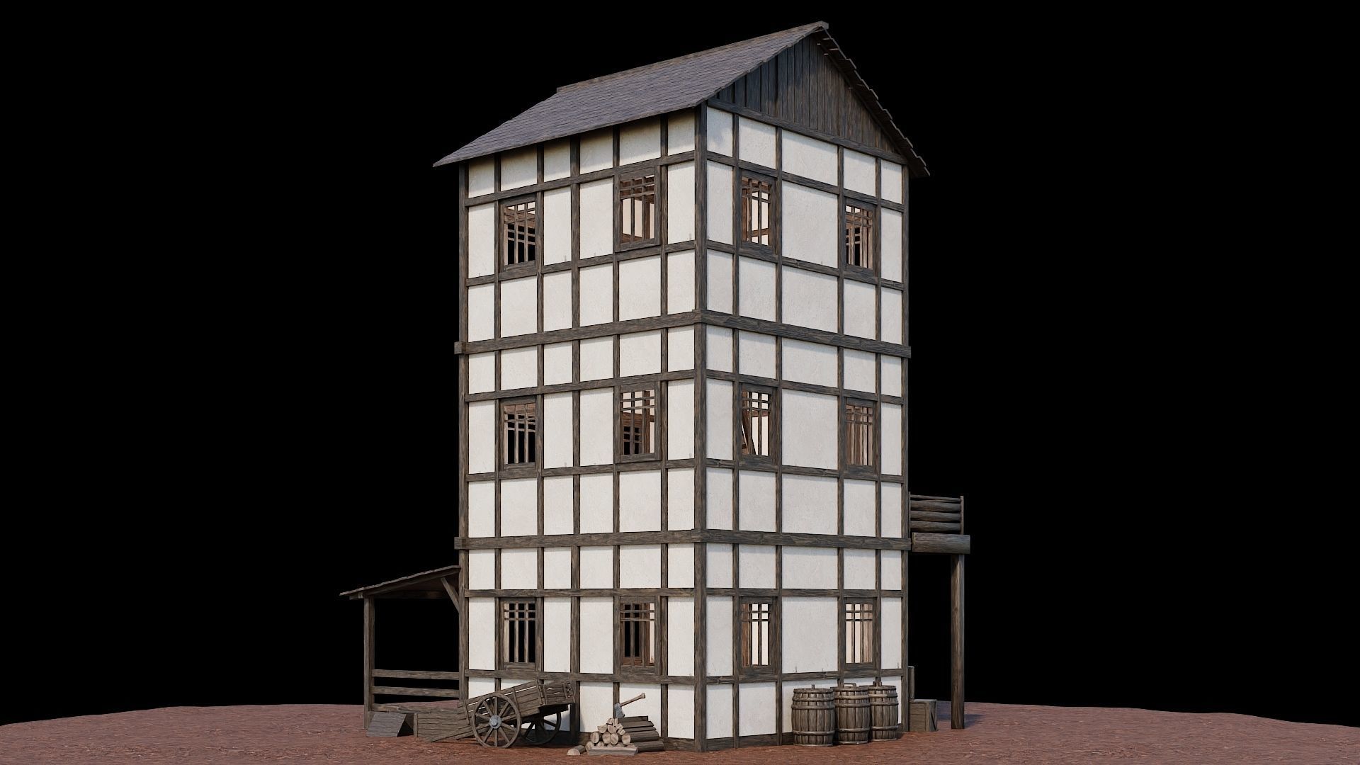 Medieval Village Asset 11 - 4K Textures Game Ready Low-poly 3D model_3