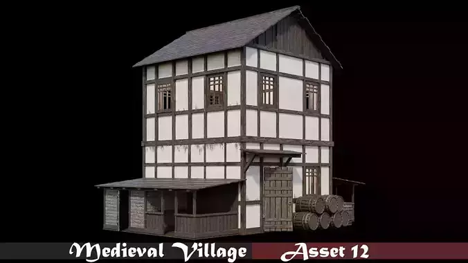 Medieval Village Asset 12 - 4K Textures Game Ready Low-poly 3D model