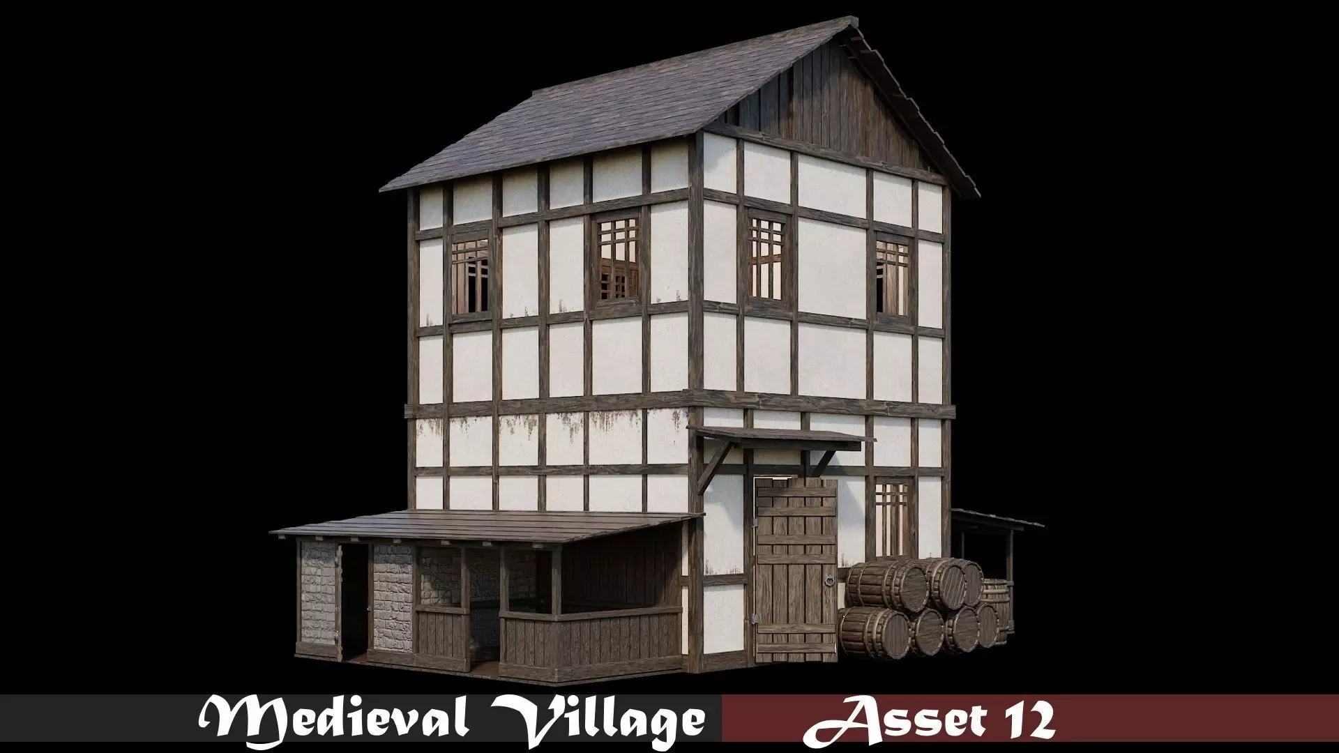 Medieval Village Asset 12 - 4K Textures Game Ready Low-poly 3D model_0