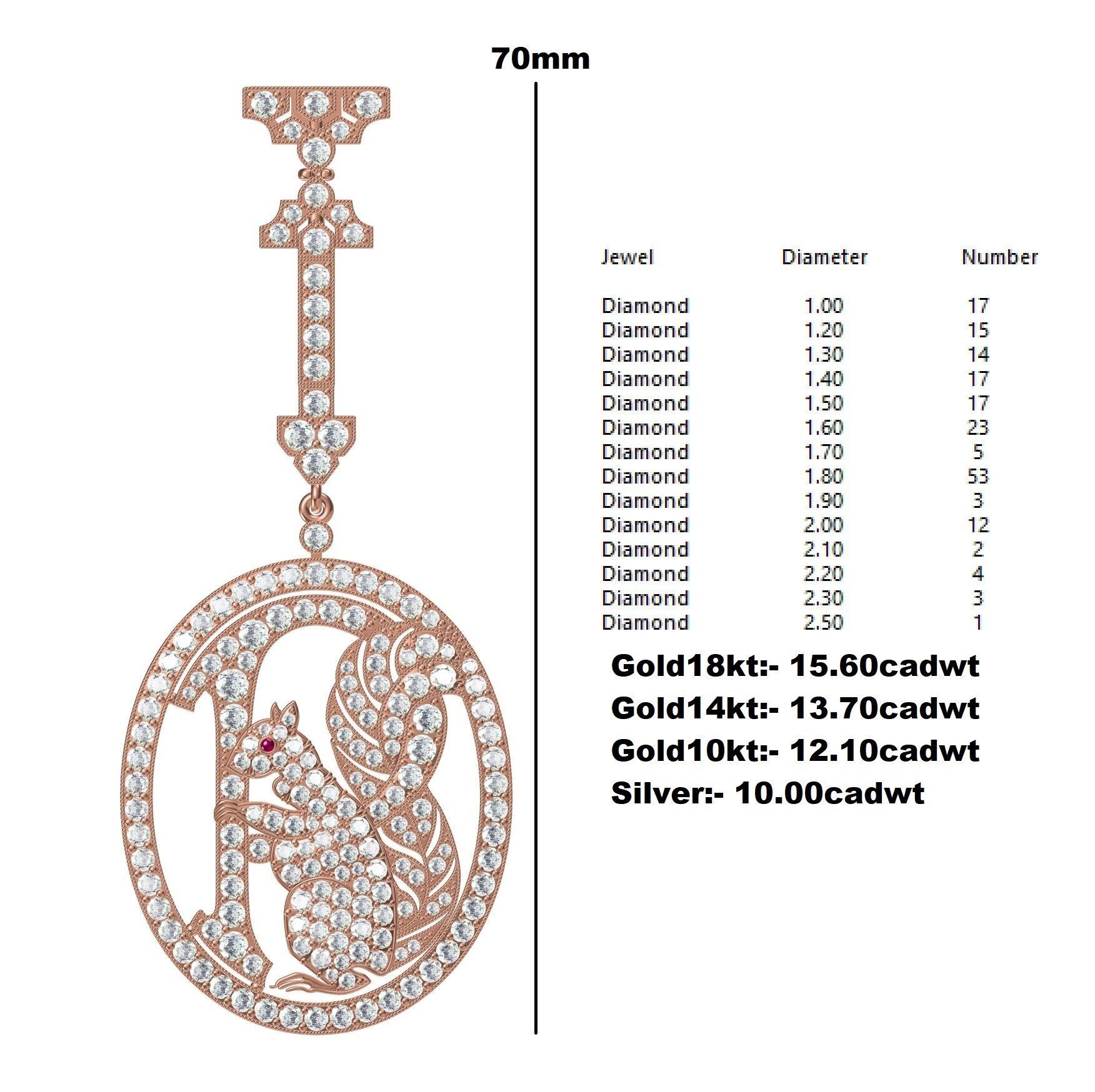 Diamond Squirrel Pendant 3D print model_12