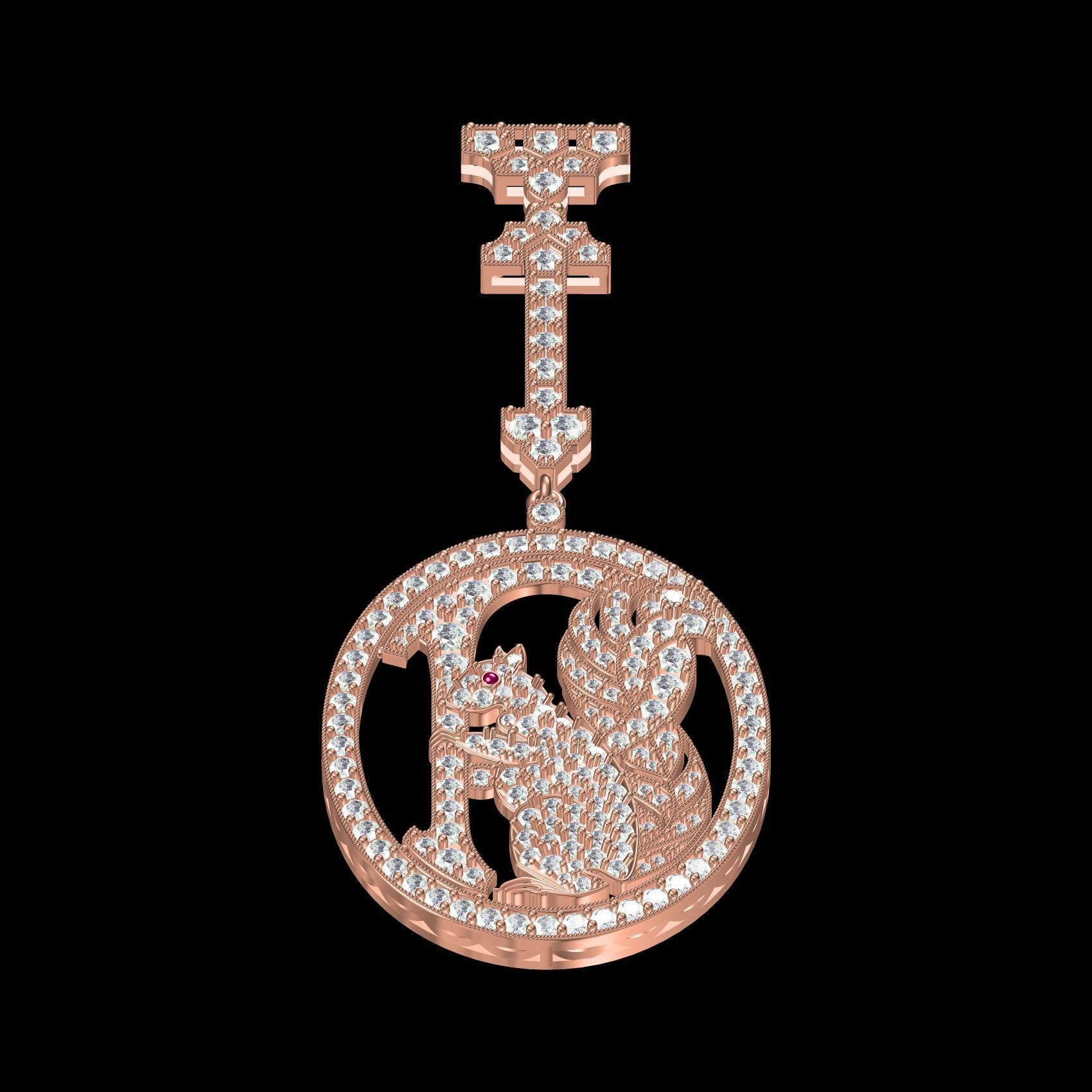 Diamond Squirrel Pendant 3D print model_9