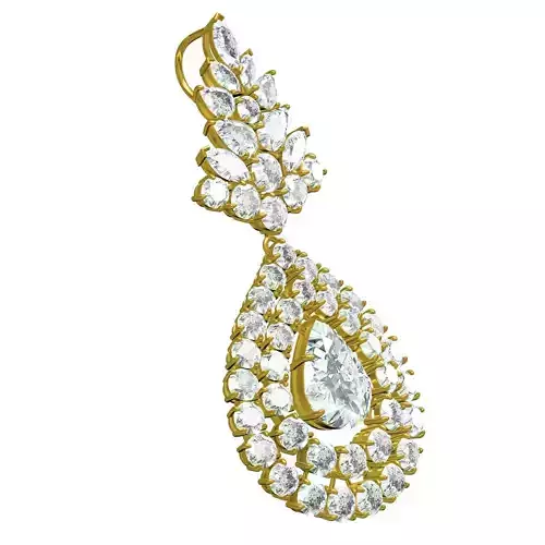 Round and Pear and Marquise Diamond Art Deco Pendant