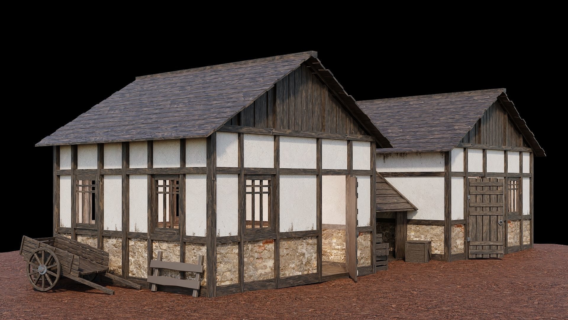 Medieval Village Asset 15 - 4K Textures Game Ready Low-poly 3D model_1