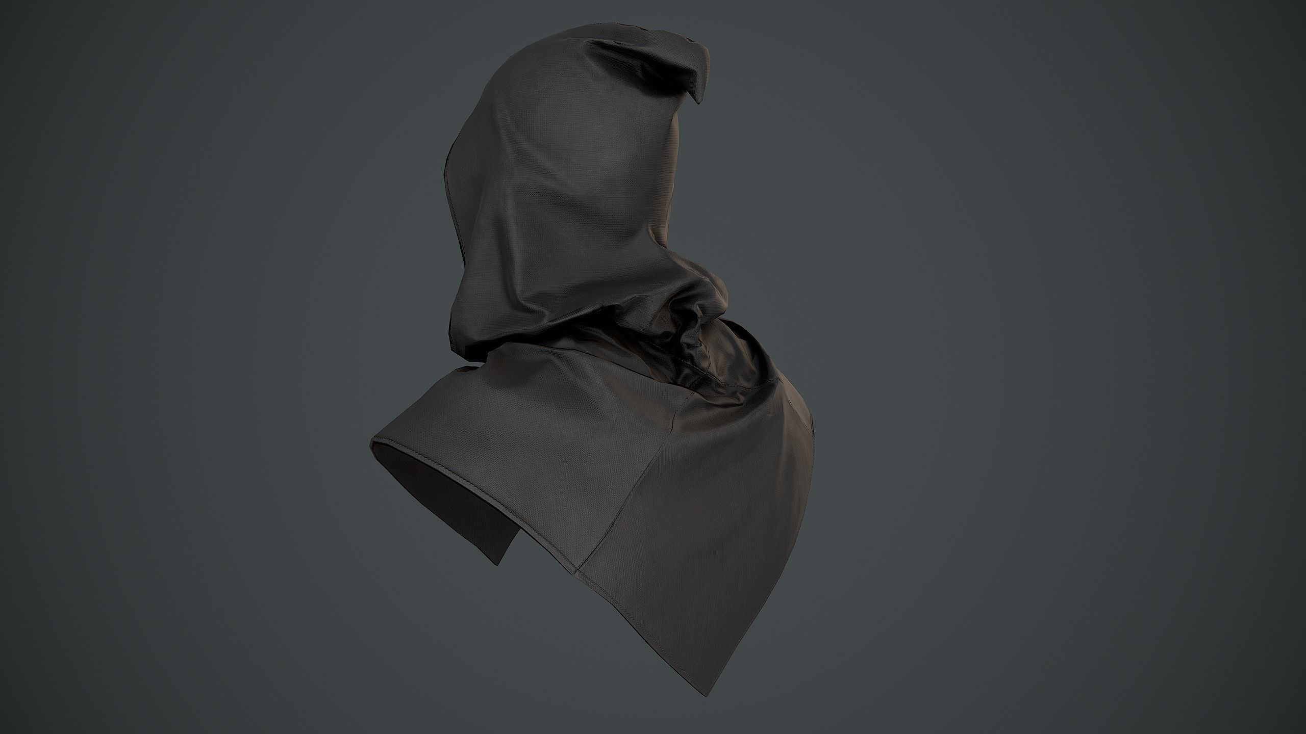 Black Medieval Hood Low-poly 3D model_6