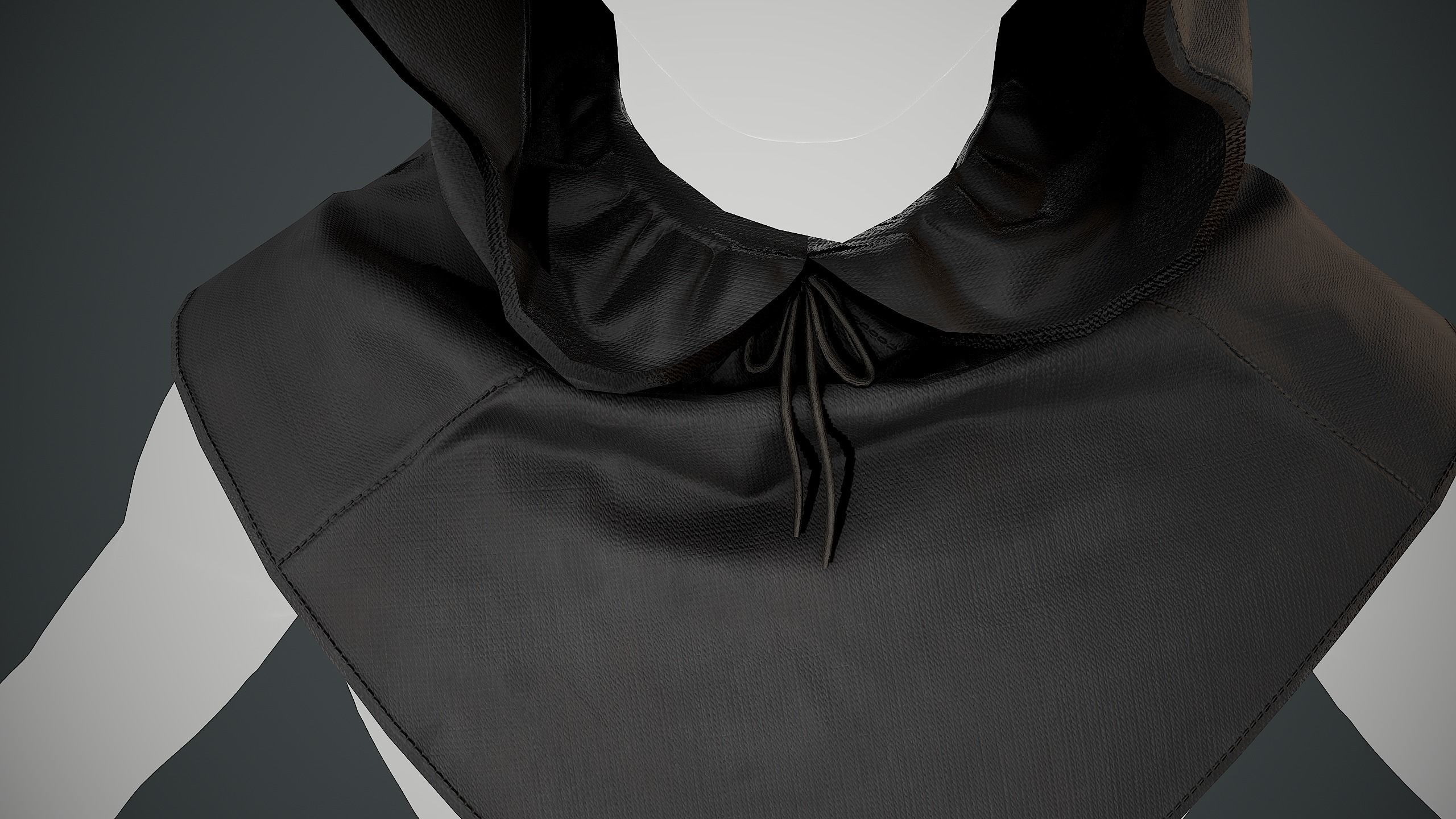 Black Medieval Hood Low-poly 3D model_16