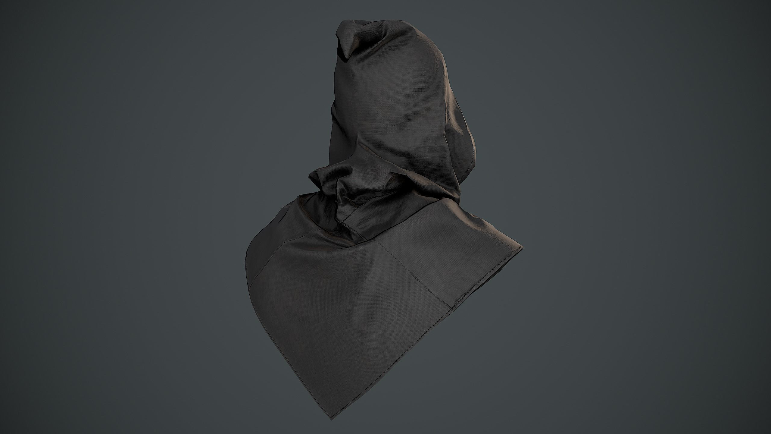 Black Medieval Hood Low-poly 3D model_4