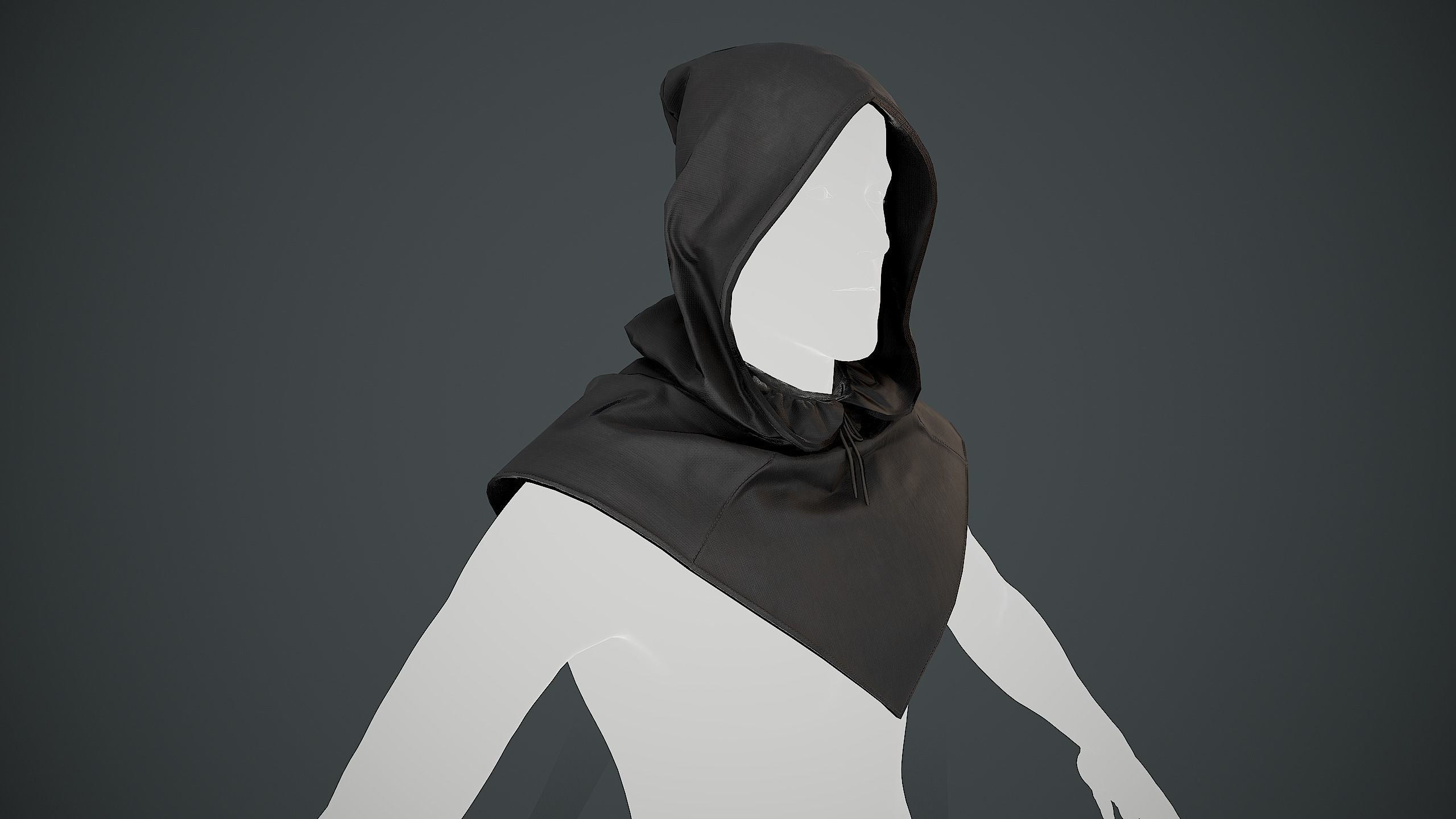 Black Medieval Hood Low-poly 3D model_14
