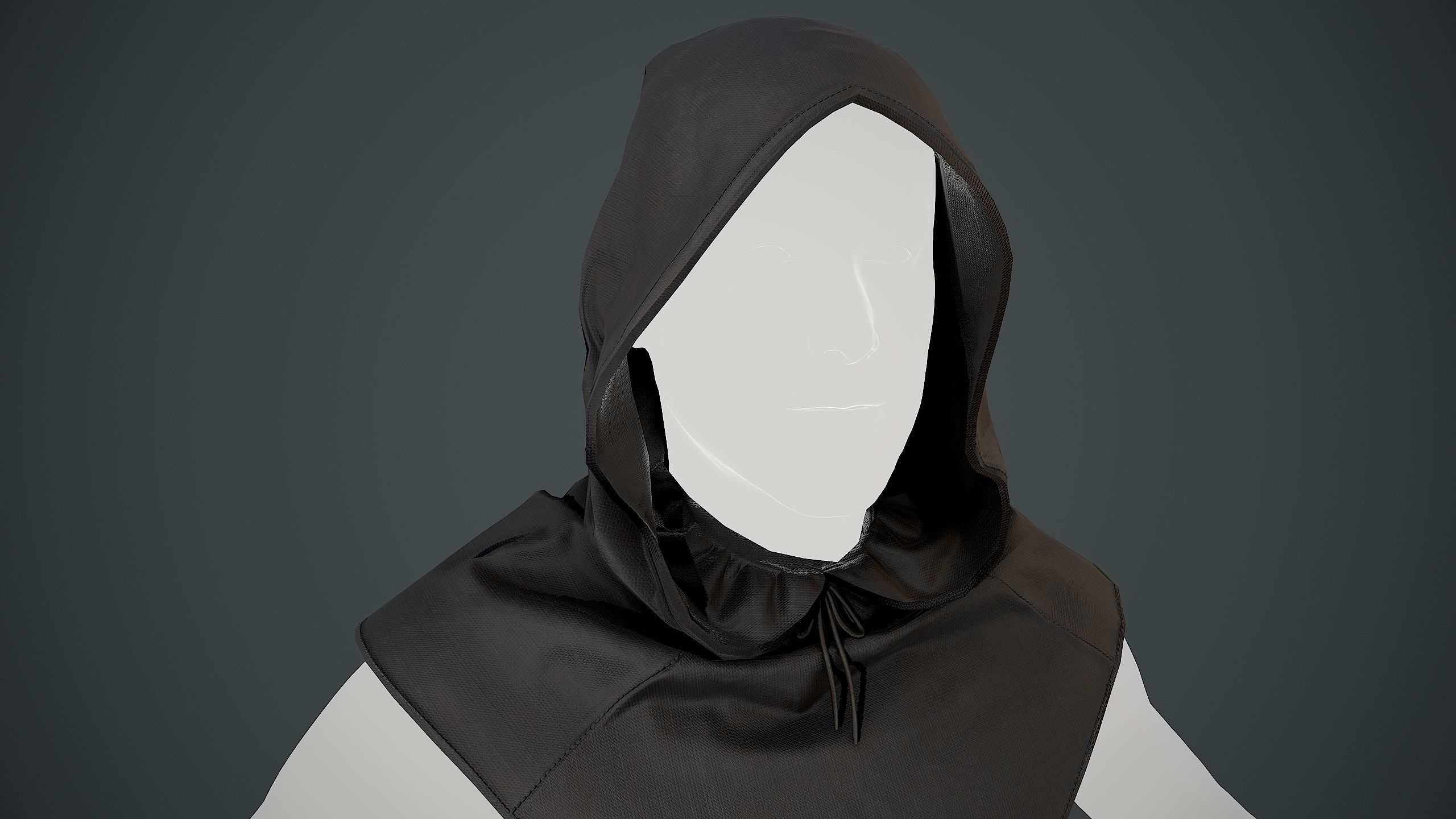 Black Medieval Hood Low-poly 3D model_10
