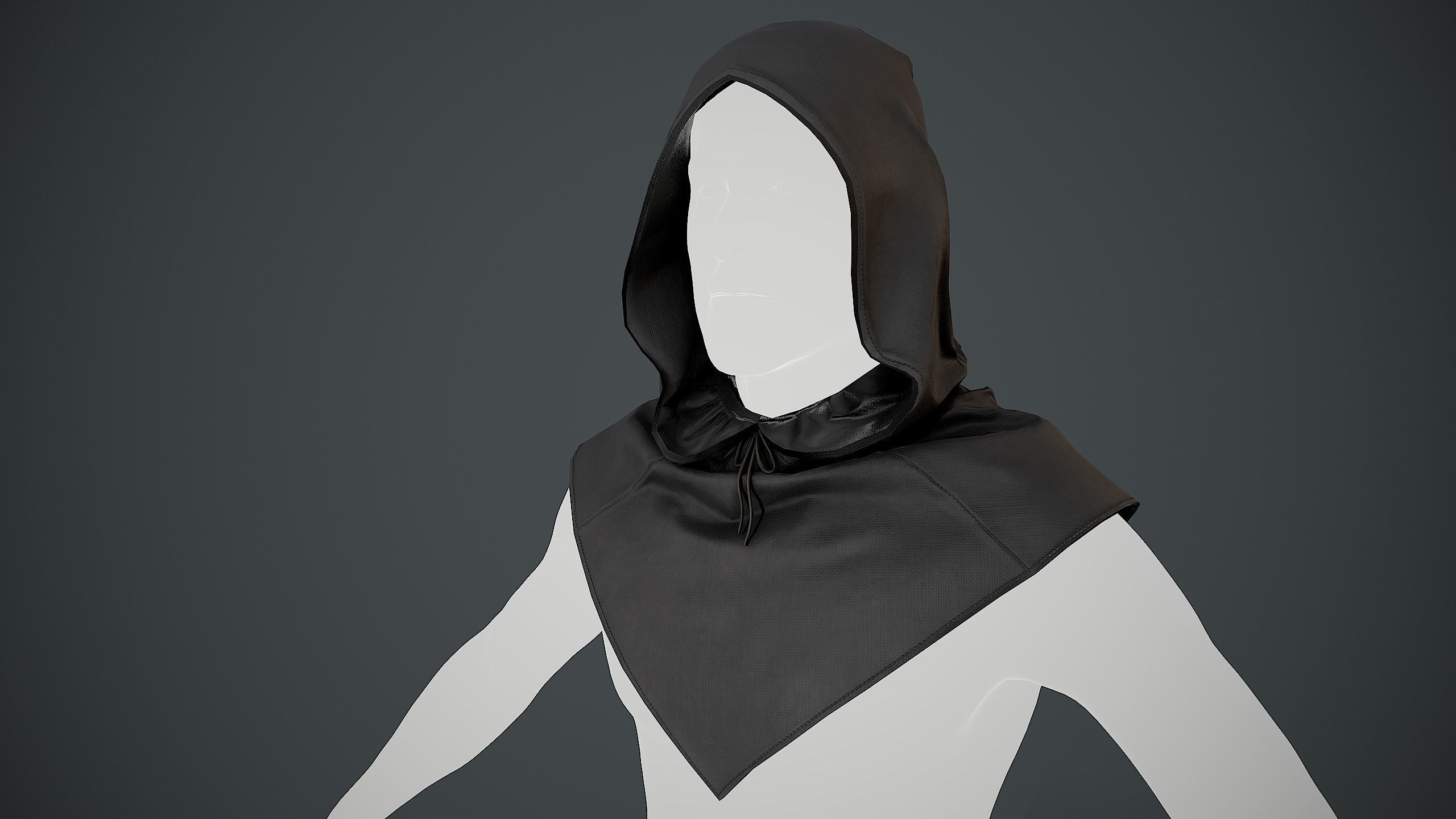 Black Medieval Hood Low-poly 3D model_8