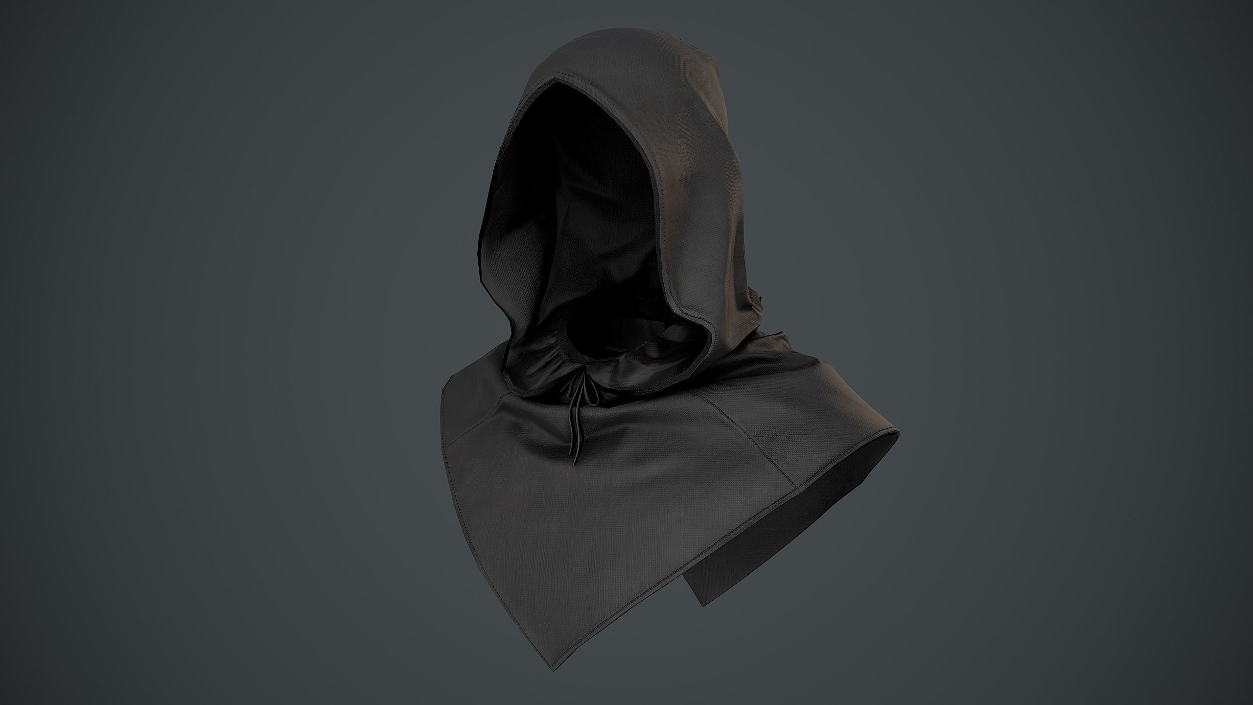 Black Medieval Hood Low-poly 3D model_1